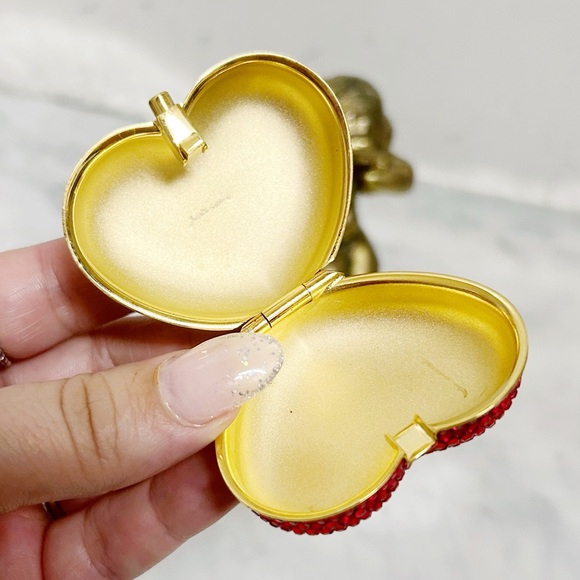 Authentic Judith Leiber RARE Red Crystal Strass Heart & Soul Pill Box - Picture 8 of 13